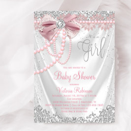 Elegante Roze Roze Diamant Parel Meisjesachtige Ba Kaart