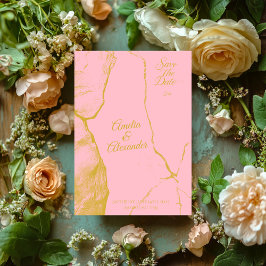 Elegante Roze Roze en Gouden Marmer Bewaar de Datu Kaart
