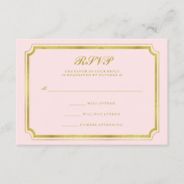 Elegante Roze Roze en Nep Goud Huwelijk RSVP Kaartje