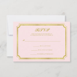 Elegante Roze Roze en Nep Goud Huwelijk RSVP Kaartje