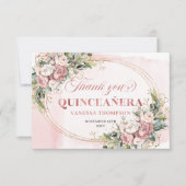 Elegante Roze Roze Eucalyptus Boho Quince Bedankt (Voorkant)