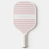 Elegante Roze Roze Gestreepte Aangepaste Naam Pickleball Paddle (Achterkant)