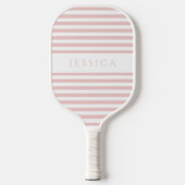 Elegante Roze Roze Gestreepte Aangepaste Naam Pickleball Paddle (Voorkant)