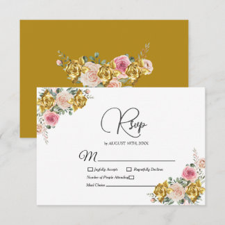 Elegante Roze, Roze Goud Eucalyptus Bloemen RSVP Kaartje