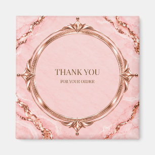 Elegante Roze Roze Goud Vierkante Doos Label Magneet