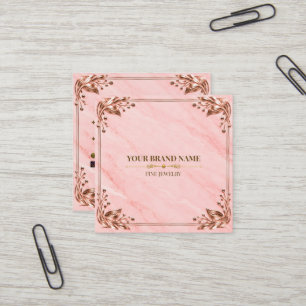 Elegante Roze Roze Goud Vierkante Ringkaart Visitekaartje