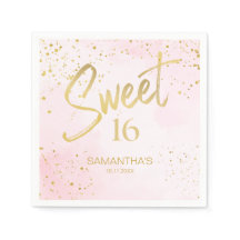Elegante Roze Roze & Gouden Confetti Sweet 16