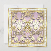 Elegante Roze Roze Gouden Crème Verjaardagsfeestje Kaart (Achterkant)