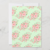 Elegante roze roze gouden mint bloem baby shower kaart (Achterkant)