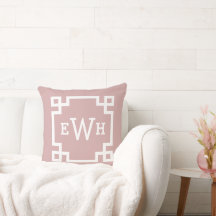 Elegante roze roze Griekse sleutel monogram initia