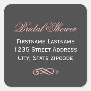 Elegante Roze Roze Grijs Bruiloft Uitnodiging Adre Vierkante Sticker