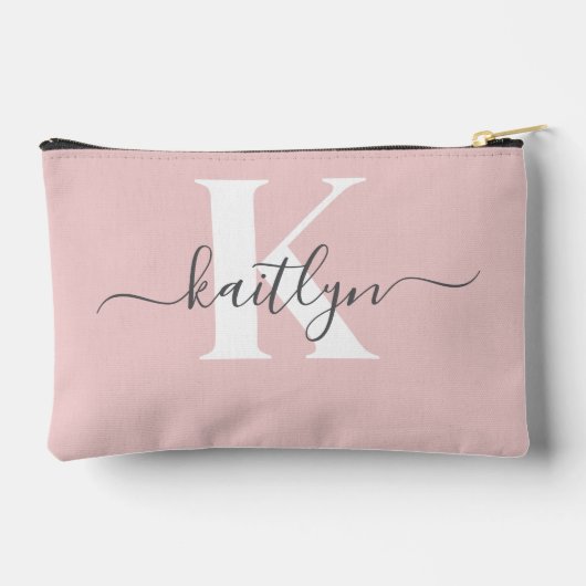 Elegante Roze Roze Grijs Script Monogram Etui (Achterkant)