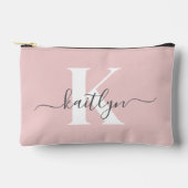 Elegante Roze Roze Grijs Script Monogram Etui (Voorkant)