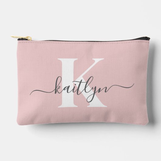 Elegante Roze Roze Grijs Script Monogram Etui (Voorkant)