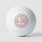 Elegante Roze Roze Grijs Script Monogram Golfballen (Voorkant)