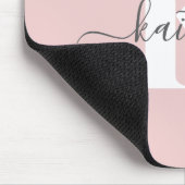Elegante Roze Roze Grijs Script Monogram Muismat (Hoek)