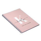 Elegante Roze Roze Grijs Script Monogram Notitieboek (Rechterzijde)