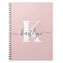 Elegante Roze Roze Grijs Script Monogram