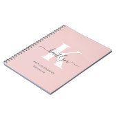 Elegante Roze Roze Grijs Script Monogram Notitieboek (Linkerzijde)