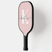 Elegante Roze Roze Grijs Script Monogram Pickleball Paddle (Links)