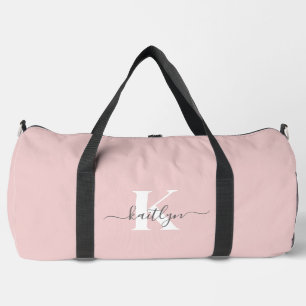 Elegante Roze Roze Grijs Script Monogram Plunjezak