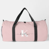 Elegante Roze Roze Grijs Script Monogram Plunjezak (Achterkant)