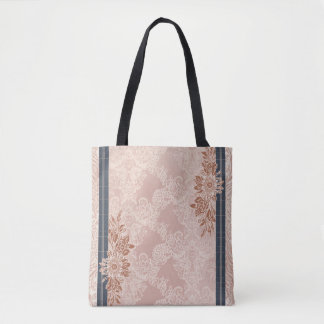 Elegante Roze Roze Kant Roze Goud Bloemendecor Nav Tote Bag