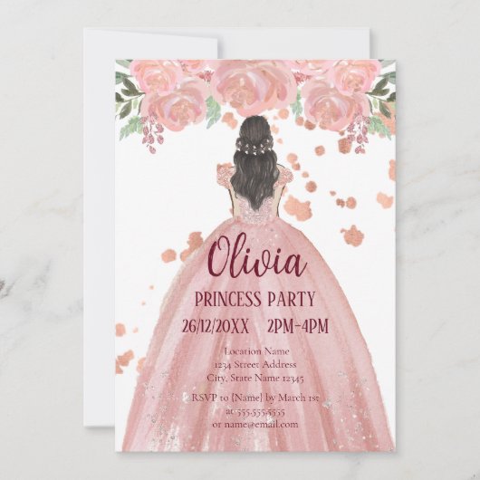 Elegante Roze Roze Magische Prinsessenfeest Kaart (Voorkant)