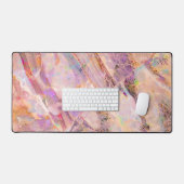 Elegante Roze Roze Marmer Opal Monogram Meisjesach Bureaumat (Keyboard & Muis)