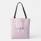 Elegante Roze Roze Meisjesachtige Persoonlijke Mon Tote Bag (Achterkant)