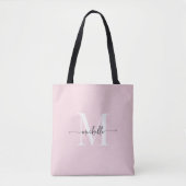 Elegante Roze Roze Meisjesachtige Persoonlijke Mon Tote Bag (Voorkant)