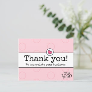 Elegante Roze Roze Met Hart Zakelijk Bedankt Briefkaart