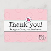 Elegante Roze Roze Met Hart Zakelijk Bedankt Briefkaart (Voorkant)