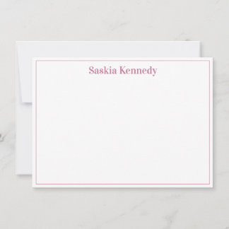 Elegante Roze Roze Moderne Rand Persoonlijk Notitiekaartje