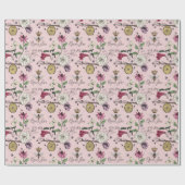 Elegante roze roze Moederdag Koningin Bij & Bloeme Cadeaupapier (Vlak)