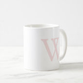 Elegante Roze Roze Monogram Initiaal Wit Koffiemok (Voorkant rechts)