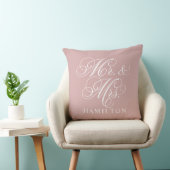 Elegante Roze Roze Mr en Mrs Script Trouw Kussen (Stoel)