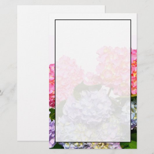 Elegante roze roze paarse blauw bloemen hortensia' briefpapier (Voorkant / Achterkant)