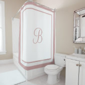 Elegante Roze Roze Rand Script Monogram Douchegordijn (In situ)