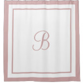 Elegante Roze Roze Rand Script Monogram Douchegordijn (Voorkant)