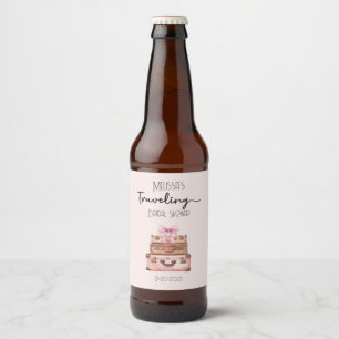 Elegante Roze Roze Reis Avontuur Bruids Bruiloft Bier Etiket