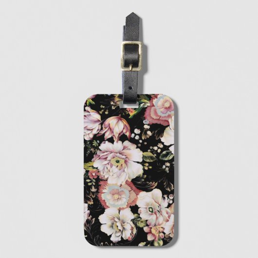  elegante roze roze roze roze floraal bagagelabel (Voorkant (verticaal))