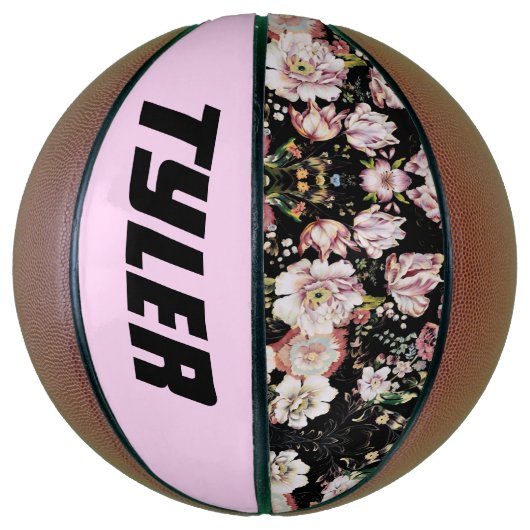  elegante roze roze roze roze floraal basketbal (Verticaal)