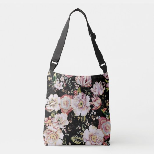 elegante roze roze roze roze floraal crossbody tas (Voorkant)
