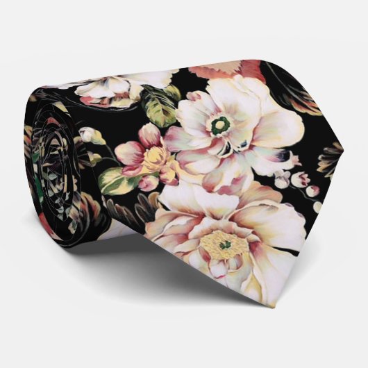 elegante roze roze roze roze floraal stropdas (Opgerold)