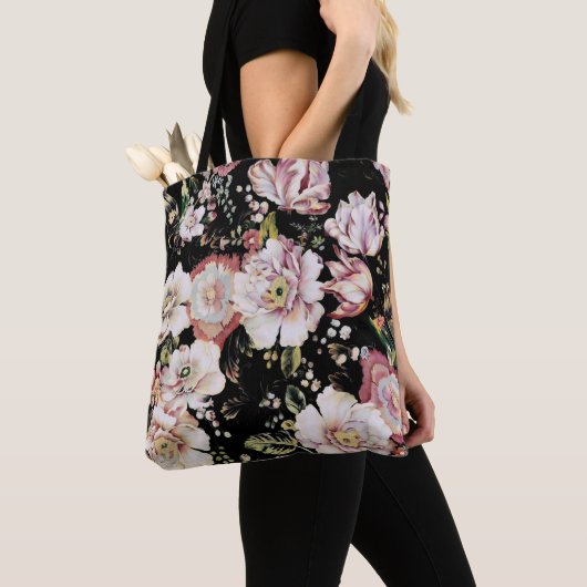  elegante roze roze roze roze floraal tote bag (Dichtbij)