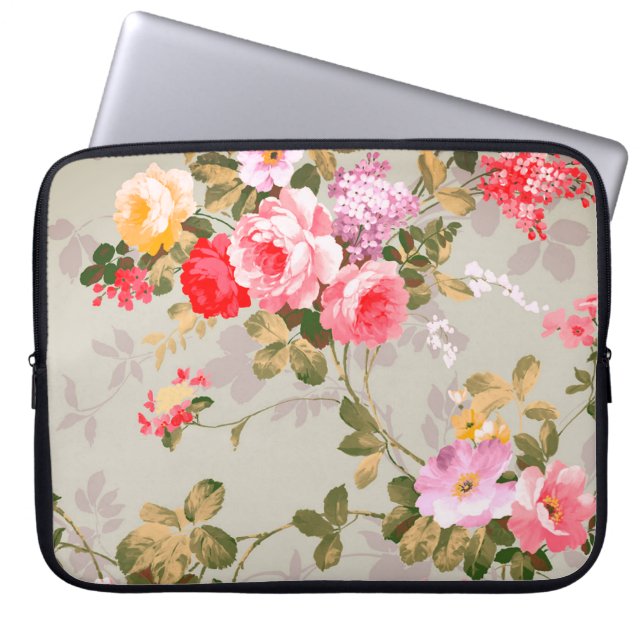  elegante roze roze rozen roze rozenbeschermhoes laptop sleeve (Voorkant)
