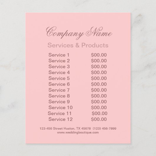 elegante roze roze rozenbloembruin flyer (Achterkant)