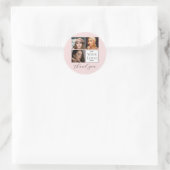 Elegante Roze Roze Script 3 Foto Logo Make-up Ronde Sticker (Tas)