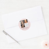 Elegante Roze Roze Script 3 Foto Logo Make-up Ronde Sticker (Envelop)